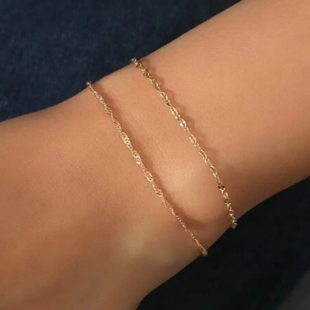 7/$35 Set of 2 Gold Color Very Dainty Chain Bracelets